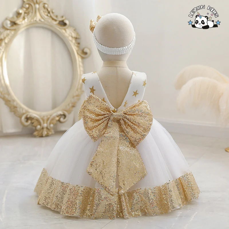 LEZONKIDS - Último vestido de menina de flor formal de verão Branco Tulle Manga Curta Logotipo Personalizado Elegante Mini Design Roupas de Halloween